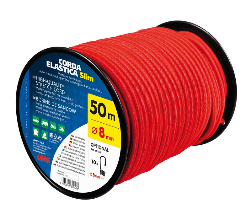 High-quality stretch cord, red - O 8 mm - 50 m