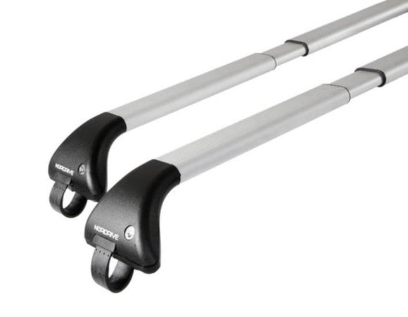 Nordrive Snap silver aluminium aero  Roof Bars for Skoda ROOMSTER 2006 to 2015 (With Raised Roof Rails)