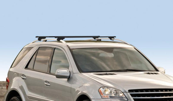 Nordrive Quadra black steel square Roof Bars for Peugeot 1007 2005-2009 With Raised Roof Rails