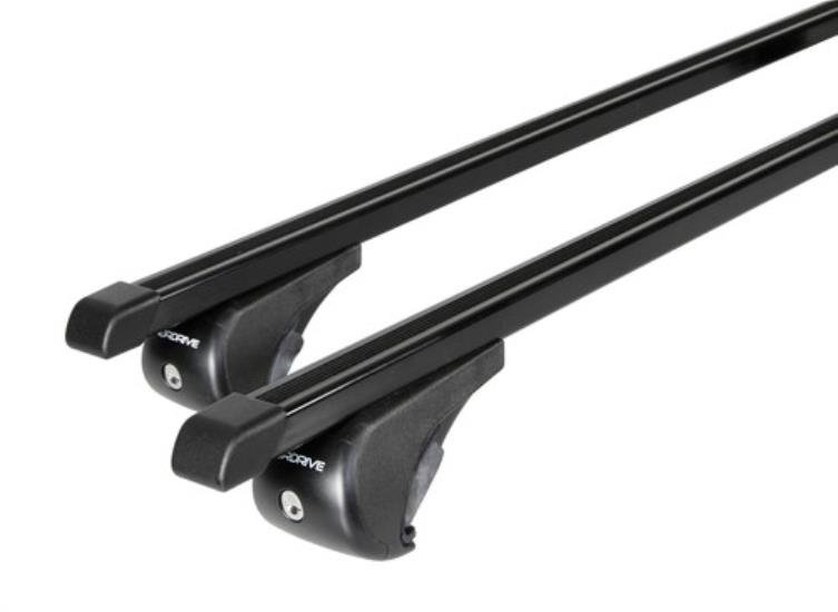 Nordrive Quadra black steel square Roof Bars for Peugeot 206 SW 2002-2010 With Raised Roof Rails