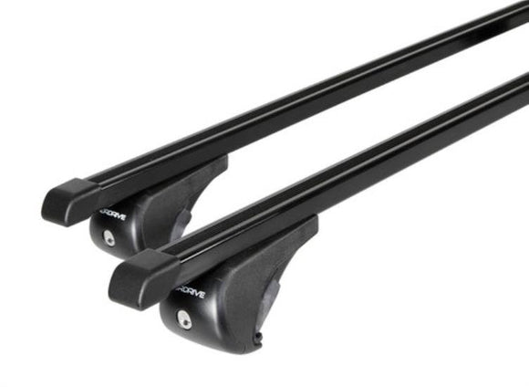 Nordrive Quadra black steel square Roof Bars for Volkswagen T-CROSS, 2018 Onwards, With Raised Roof Rails