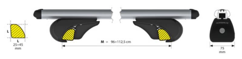 Nordrive Alumia silver aluminium aero  Roof Bars for Honda JAZZ V 2020 Onwards