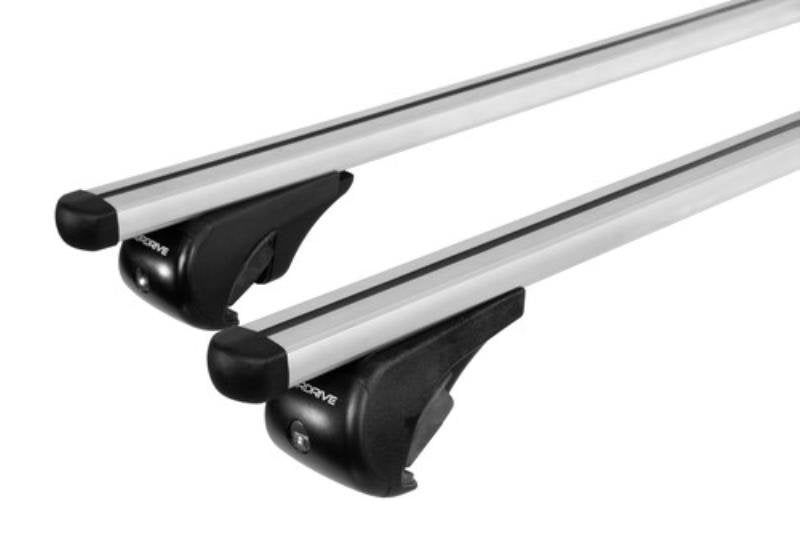 Nordrive Helio silver aluminium aero  Roof Bars for Mitsubishi GRANDIS 2004 to 2011 (With Raised Roof Rails)