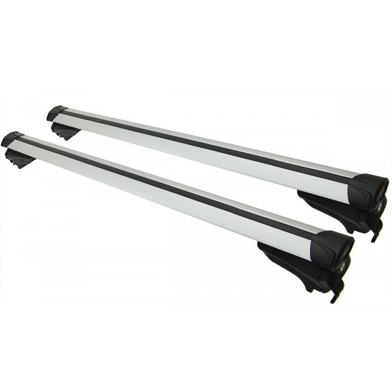 G3 Airflow silver aluminium aero Roof Bars for Vauxhall Vectra Estate, 2003-2008, with Solid Rails