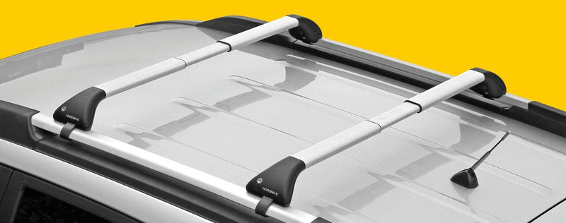Nordrive Snap silver aluminium aero  Roof Bars for Peugeot 1007 2005-2009 With Raised Roof Rails