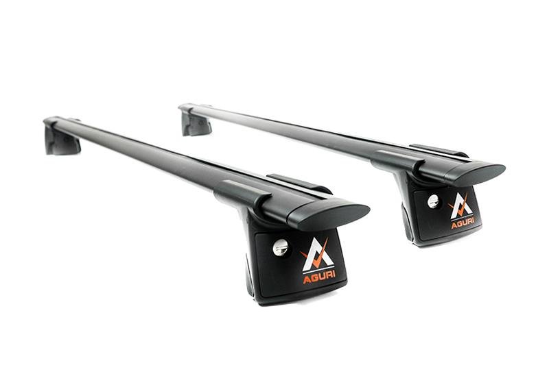 Aguri Runner II black aluminium aero Roof Bars for Skoda ROOMSTER 2006-2015, with Raised Roof Rails