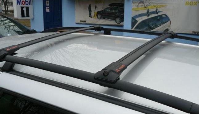 Aguri Prestige II black aluminium aero Roof Bars for Chevrolet Captiva 2006-2015, With Raised Roof Rails