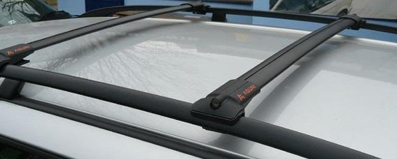 Aguri Prestige II black aluminium aero Roof Bars for Dacia Sandero Stepway 2012 Onwards, With Raised Roof Rails