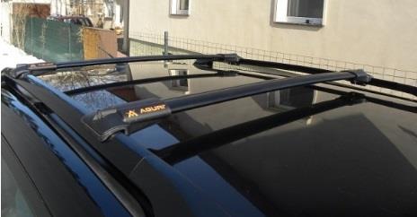 Aguri Prestige II black aluminium aero Roof Bars for Skoda Roomster 2006-2015 With Raised Roof Rails