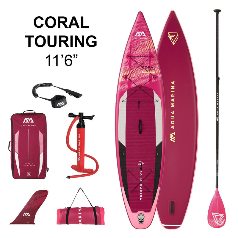 Aqua Marina Coral Touring (2022) 11'6" iSUP with Paddle and Coil Leash