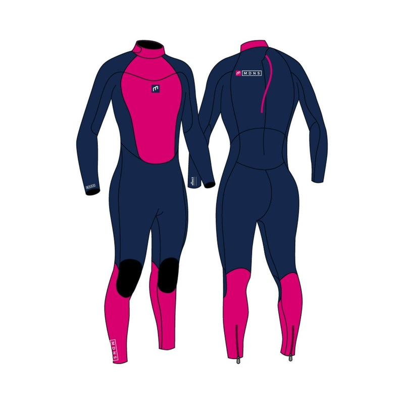 MDNS Pioneer Fullsuit 3|2mm Steamer Youth Wetsuit - Navy and Pink - Size 8-S