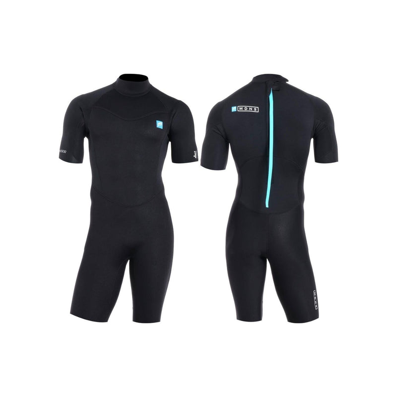 MDNS Pioneer Shorty 2|2mm Short Sleeve Men's Wetsuit - Black and Teal - Size XL