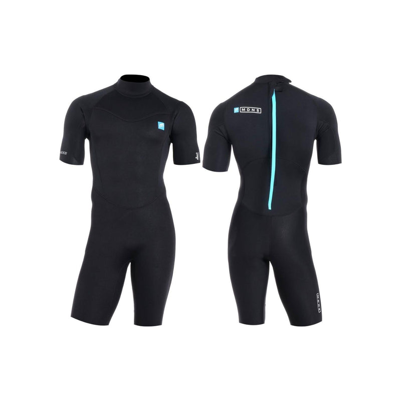 MDNS Pioneer Shorty 2|2mm Short Sleeve Men's Wetsuit - Black and Teal - Size L