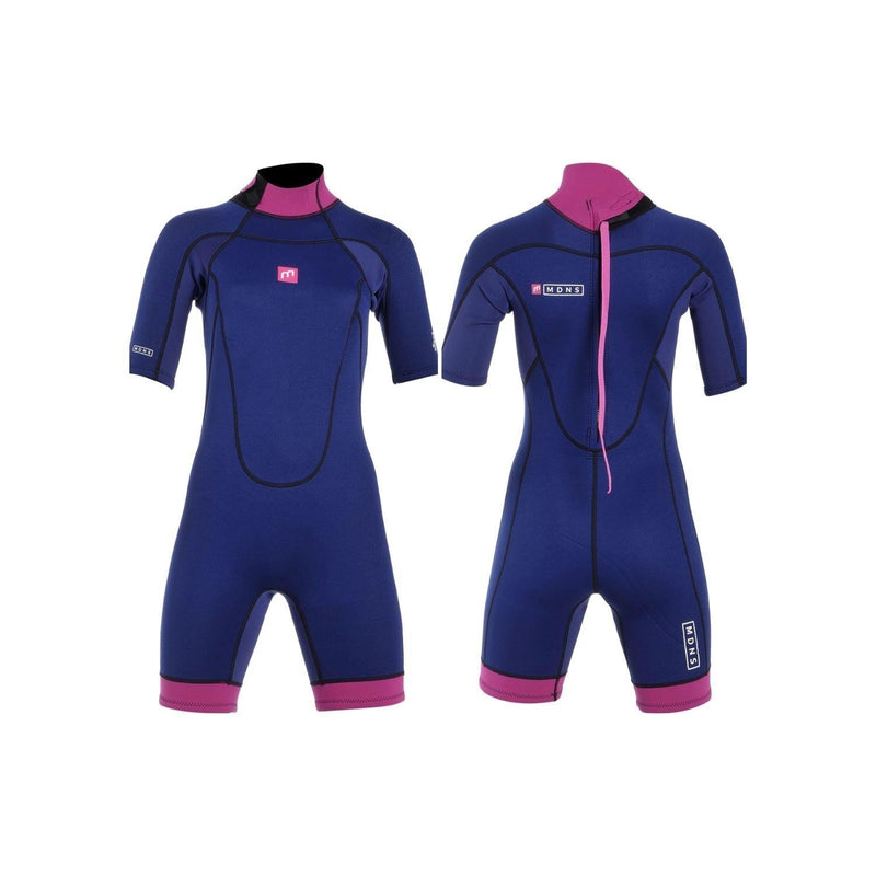 MDNS Pioneer Shorty 2|2mm Short Sleeve Women's Wetsuit - Navy and Pink - Size M