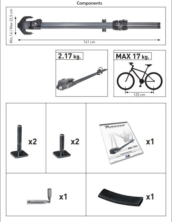 Peruzzo Pure Instinct black roof mounted bike rack (fork holder) - 1 bike