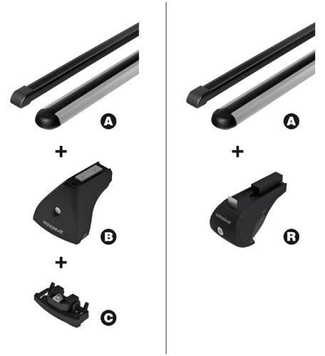 Nordrive Quadra black steel square Roof Bars for BMW 3-Series 2018 Onwards
