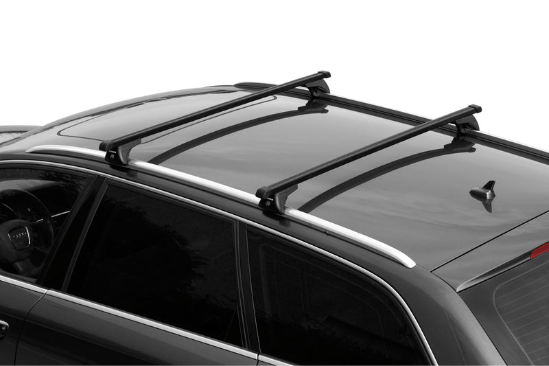 Nordrive Quadra black steel square Roof Bars for Mercedes E-CLASS T-Model 2016 Onwards, with Solid Roof Rails
