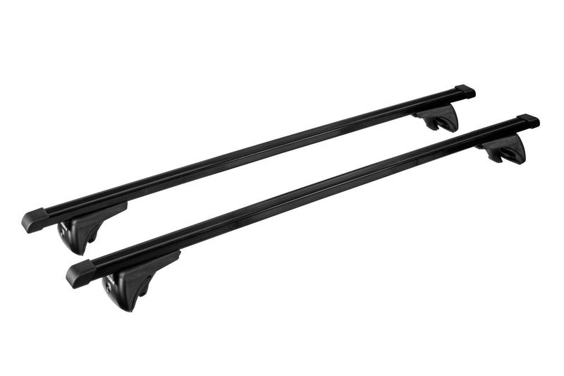 Nordrive Quadra black steel square Roof Bars for Renault TALISMAN Grandtour 2016 Onwards, with Solid Roof Rails