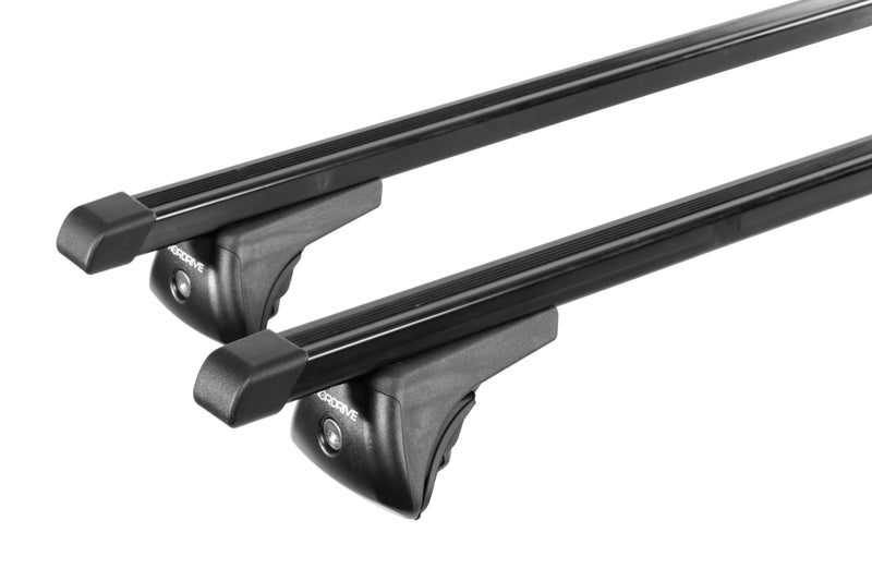 Nordrive Quadra black steel square Roof Bars for Kia Niro 2016 Onwards With Solid Roof Rails