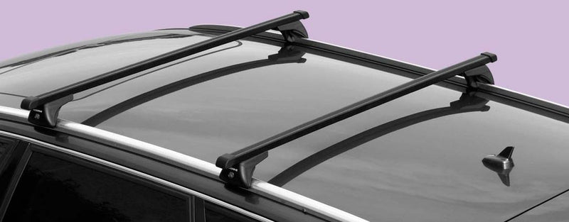 Nordrive Quadra black steel square Roof Bars for Audi A6 Estate, 2018 Onwards, with Solid Roof Rails