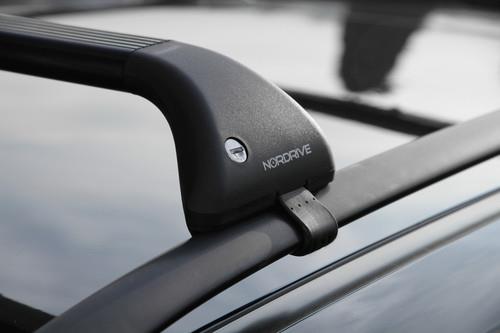 Nordrive Snap black steel aero  Roof Bars for Volkswagen CADDY ALLTRACK Estate 2015 Onwards With Raised Roof Rails