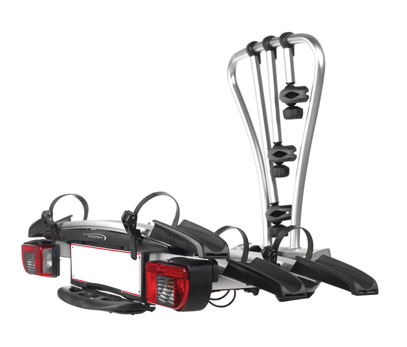 Yakima JustClick 3 silver tow bar mounted bike rack (wheel support) - 3 (4) bikes